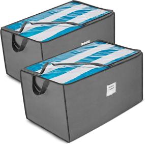 img 4 attached to 📦 ZOBER Jumbo Storage Bag Organizer: Large Capacity Box with Reinforced Strap Handles, Clear Window - Store Blankets, Comforters, Linen, Bedding, Seasonal Clothing (2 Pack)