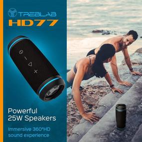 img 2 attached to TREBLAB HD77 - The Ultimate Ultra Premium Bluetooth Speaker: 360° HD Surround Sound, Dual Pairing, 25W Stereo, Strong Bass, 20H Battery, IPX6 Waterproof, Sports Outdoor, Portable Blue Tooth