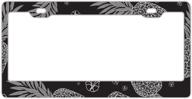 🍍 pineapple black stainless steel license plate frame by exmeni - theft-proof board frames for enhanced security logo