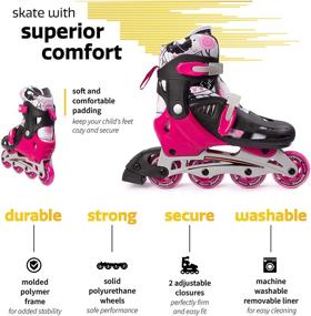 img 2 attached to 🌸 New Bounce Pink Adjustable Inline Skates for Kids – 4 Wheel Blades Roller Skates for Girls, Teens, and Young Adults – Perfect Outdoor Rollerskates for Beginners & Advanced