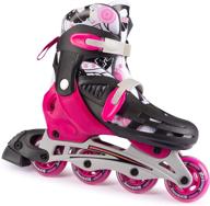 🌸 new bounce pink adjustable inline skates for kids – 4 wheel blades roller skates for girls, teens, and young adults – perfect outdoor rollerskates for beginners & advanced логотип