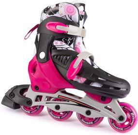 img 4 attached to 🌸 New Bounce Pink Adjustable Inline Skates for Kids – 4 Wheel Blades Roller Skates for Girls, Teens, and Young Adults – Perfect Outdoor Rollerskates for Beginners & Advanced