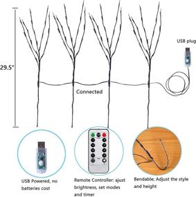 img 1 attached to YXYQR Electric Lighted Twig Tree Branches: 4pcs | Warm White 80leds Lights | Timer Remote Control | USB Powered | Christmas Flowers Vase Filler Accessory for Home Living Room Mantle Decor