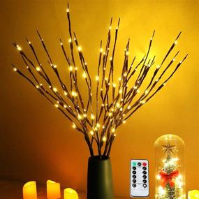 img 4 attached to YXYQR Electric Lighted Twig Tree Branches: 4pcs | Warm White 80leds Lights | Timer Remote Control | USB Powered | Christmas Flowers Vase Filler Accessory for Home Living Room Mantle Decor