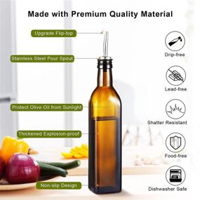 img 3 attached to 🍶 Cibeat 17oz Glass Olive Oil Dispenser Bottle - Premium 500ml Oil & Vinegar Cruet with Pourers and Funnel - Ideal for Kitchen & Storing Liquids (Brown)