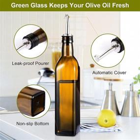 img 2 attached to 🍶 Cibeat 17oz Glass Olive Oil Dispenser Bottle - Premium 500ml Oil & Vinegar Cruet with Pourers and Funnel - Ideal for Kitchen & Storing Liquids (Brown)