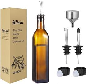 img 4 attached to 🍶 Cibeat 17oz Glass Olive Oil Dispenser Bottle - Premium 500ml Oil & Vinegar Cruet with Pourers and Funnel - Ideal for Kitchen & Storing Liquids (Brown)