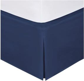 img 1 attached to 🛏️ Solid Pleated Brushed Microfiber Bedskirt with Soft Fabric Top, 14" Drop - New Home Collection (Twin, Navy Blue)