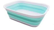 sammart 12l collapsible tub - foldable dish tub - portable washing basin - space saving plastic washtub (3.17 gallon, white/lake green) logo