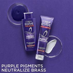 img 2 attached to 💜 L'Oreal Paris Elvive Color Vibrancy Anti-Brassiness Purple Shampoo for Color Treated Hair - Neutralizes Yellow & Orange Tones - Highlights Brunette, Blonde & Grey Hair - 6.7 Fl. Oz