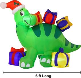 img 2 attached to 🦕 Enchanting 6 FT Long Inflatable Brachiosaurus: A Christmas Party Essential with Built-in LED Lights for Captivating Indoor, Outdoor, Yard, Garden, and Lawn Winter Decorations