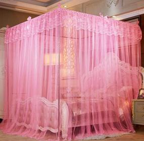 img 2 attached to 🛏️ Mengersi 4 Corners Post Canopy Bed Curtains - Cozy Bow Netting for Girls & Adults - Princess Bedroom Decoration (Twin, Pink)