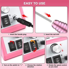 img 2 attached to 🔝 Top-Rated Electric Nail Drill Machine: 20000 RPM, 11 Drill Bits, 56 Sanding Bands - Perfect for Salon and Home Use (Pink)