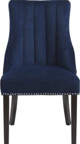 img 2 attached to 🪑 Modern Contemporary Navy Velvet Upholstered Dining Chair with Deep Channel Tufting, Espresso Wood Legs - Meridian Furniture Oxford Collection (Set of 2)