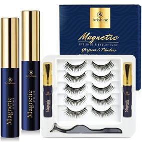 img 4 attached to 💃 Arishine Magnetic Eyelash Kit: Upgraded 5 Pairs of Reusable Magnetic Lashes with Eyeliner - Natural Looking, Glue-Less, No Glue Needed 501