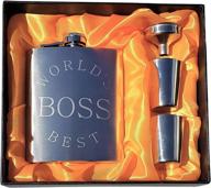 worlds best boss flask gift logo