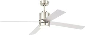 img 3 attached to Rivet Modern Cylindrical Base Ceiling Fan with Remote Control and LED Light - 52"W x 14"H, Brushed Nickel - Amazon Brand