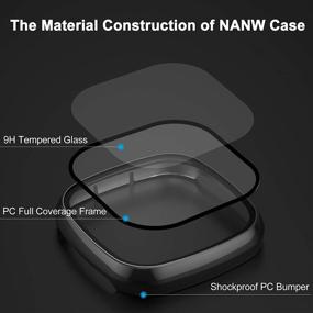 img 3 attached to 📱 Защитная пленка NANW Full Coverage для Fitbit Versa 3/Sense - закаленное стекло и защитные бамперы, черный.
