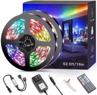 🎨 transform your space with 52.5ft rgb led strip light kits: dimmable color changing tape with remote & premium 5050 leds for bedroom, kitchen, bar & cabinet - ul listed power supply included логотип