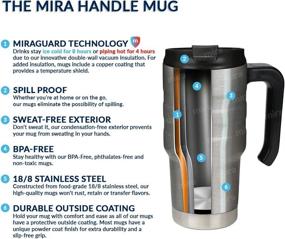 img 1 attached to 🍵 MIRA 20 Oz Stainless Steel Insulated Travel Car Mug - Spill-Proof Twist-On Flip Lid & Easy-to-Hold Handle - Double Wall Vacuum Insulated Coffee & Tea Mug Retains Heat or Cold - Metallic Gray for Enhanced SEO