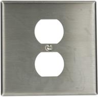 leviton 84039-40 stainless steel 2-gang wallplate with centered opening for 1-duplex, type 302 stainless steel логотип