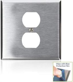 img 2 attached to Leviton 84039-40 Stainless Steel 2-Gang Wallplate with Centered Opening for 1-Duplex, Type 302 Stainless Steel