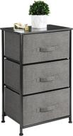 mdesign storage dresser end table nightstand organizer - compact unit for 🗄️ bedroom, office, living room, closet - 3 drawer removable fabric bins - charcoal gray/black logo