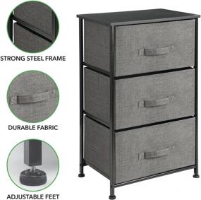 img 2 attached to mDesign Storage Dresser End Table Nightstand Organizer - Compact Unit for 🗄️ Bedroom, Office, Living Room, Closet - 3 Drawer Removable Fabric Bins - Charcoal Gray/Black