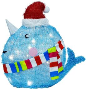 img 3 attached to 🐳 Whale Christmas Decoration with 35 LED Lights and Hat - Battery-Operated Timer Included for Indoor/Outdoor Holiday Decor, Ideal for Home, Kitchen, and Holiday Parties