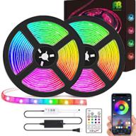 🎶 65ft led strip lights kit with bluetooth app control, rgb color changing rope lights that sync to music, includes ir remote - perfect home, tv, party, bedroom, and decoration lights логотип