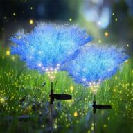 🌼 enhance your outdoor space with 2 pack solar garden lights - beautiful solar flowers, ip65 waterproof and decorative garden decor-blue logo