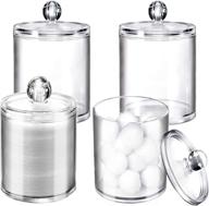 🗂️ clear acrylic jar set for cotton swab, ball pad, and more - 4 pack 10oz plastic organizers with lids logo