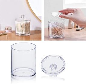 img 2 attached to 🗂️ Clear Acrylic Jar Set for Cotton Swab, Ball Pad, and More - 4 Pack 10oz Plastic Organizers with Lids