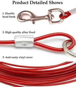 img 2 attached to 🐕 ASOCEA 16ft Dog Tie Out Cable - Pet Training Lead for Small Medium Large Dogs up to 65 lbs - Runner Chain Leash for Outdoor Yard Camping