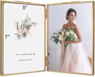 🌟 rising star brass frame, double 5x7 folding picture frames - gold metal pressed glass photo frame логотип