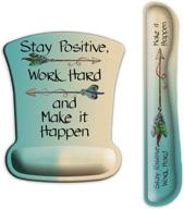 find relief from wrist pain with itnrsiiet upgraded ergonomic keyboard wrist rest and mouse wrist rest pad set - stay positive, work hard, and make it happen with inspirational arrow print quote. enhance typing comfort now! logo