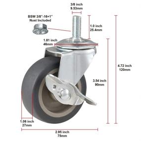 img 3 attached to 🔒 Durable and Secure JEMVOTIC Diameter Threaded Casters with Locking Mechanism