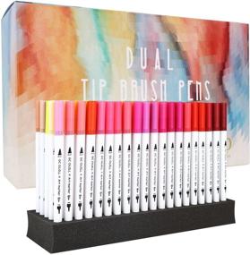 img 4 attached to 🖌️ GC 100 Dual Tip Brush Pen Coloring Markers Set for Adult Coloring Books, Manga, Calligraphy, and Bullet Journaling - Watercolor Based Markers with Flexible Brush and Fineliner Tips