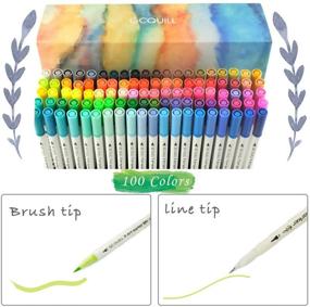 img 3 attached to 🖌️ GC 100 Dual Tip Brush Pen Coloring Markers Set for Adult Coloring Books, Manga, Calligraphy, and Bullet Journaling - Watercolor Based Markers with Flexible Brush and Fineliner Tips