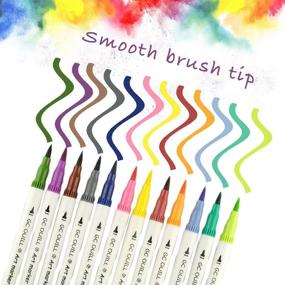 img 2 attached to 🖌️ GC 100 Dual Tip Brush Pen Coloring Markers Set for Adult Coloring Books, Manga, Calligraphy, and Bullet Journaling - Watercolor Based Markers with Flexible Brush and Fineliner Tips