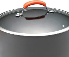 img 3 attached to Rachael Ray Brights Hard Anodized Nonstick Stock Pot with Lid - 10 Quart, Gray/Orange Handles