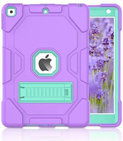 img 4 attached to 📱 ZoneFoker iPad 9th Gen Case: Heavy Duty Shockproof Rugged Cover with Stand for iPad 8th/7th Gen 10.2 inch (Purple/Cyan) - Ideal for Kids and Girls