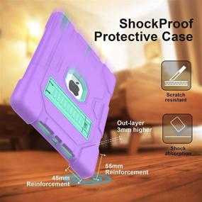 img 3 attached to 📱 ZoneFoker iPad 9th Gen Case: Heavy Duty Shockproof Rugged Cover with Stand for iPad 8th/7th Gen 10.2 inch (Purple/Cyan) - Ideal for Kids and Girls