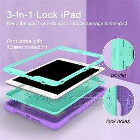 img 2 attached to 📱 ZoneFoker iPad 9th Gen Case: Heavy Duty Shockproof Rugged Cover with Stand for iPad 8th/7th Gen 10.2 inch (Purple/Cyan) - Ideal for Kids and Girls