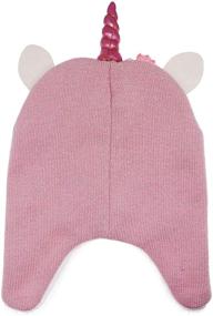img 2 attached to Adorable Unicorn Winter Beanie Hat 🦄 for Girls: Glittery Knit, Earflaps, & Fleece Lining!