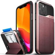 📱 vena vcommute wallet case for apple iphone 11 pro (5.8-inch 2019) - military grade drop protection, flip leather cover with card slot holder & kickstand - rose gold logo