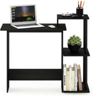 🖥️ furinno efficient home laptop notebook computer desk with square side shelves in americano/black: stylish and functional workstation логотип