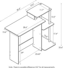 img 3 attached to 🖥️ FURINNO Efficient Home Laptop Notebook Computer Desk with Square Side Shelves in Americano/Black: Stylish and Functional Workstation