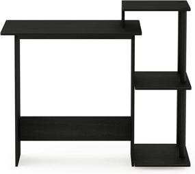 img 2 attached to 🖥️ FURINNO Efficient Home Laptop Notebook Computer Desk with Square Side Shelves in Americano/Black: Stylish and Functional Workstation