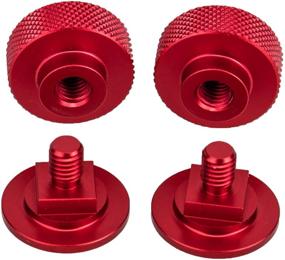 img 1 attached to 🔧 3mirrors Welding Hood (Pipeliner) Helmet Fasteners - Red Anodized Knurled Screws Flip Hood Aluminum - 1 Pair: Headgear Replacement Parts & Accessories